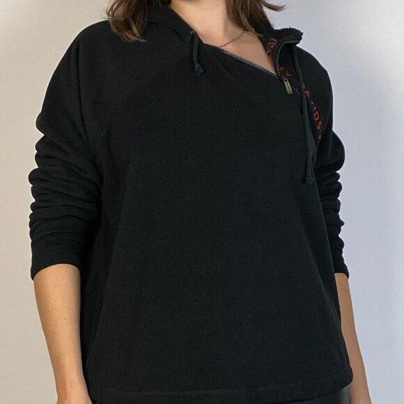 Vintage Y2K Authentic HARLEY DAVIDSON Fleece Asymmetrical Hoodie Medium to Large - Picture 9 of 12